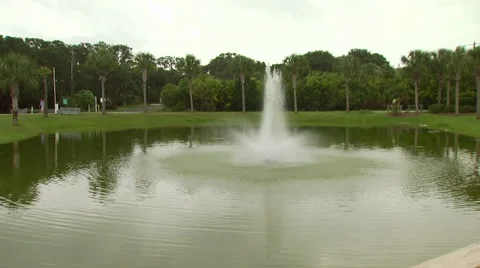 View of fountain in park Stock Footage 54592918