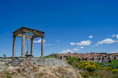 View from Four Posts Point at the City of Avila, Spain Stock Photos