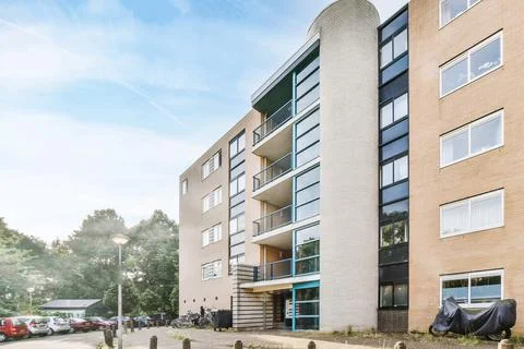 View of a four-storey building Stock Photos