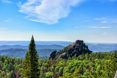 View from fourth pillar to rock complex "The First Pillar" Stock Photos