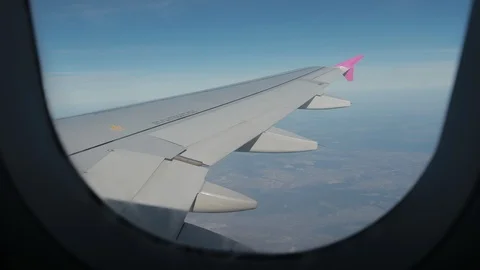 View with frame of window, plane illuminator. Video stock 121243269