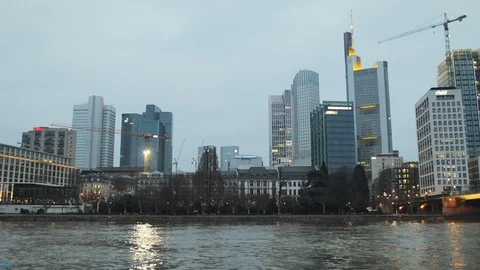 View of Frankfurt from the Riverside Stock Footage 106563609