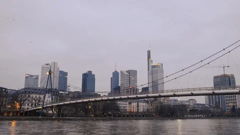 View of Frankfurt from the Riverside Stock-Footage 106563948