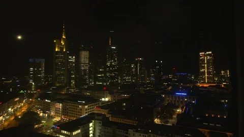 View of Frankfurt's banking district at night. Stock Footage 101810491