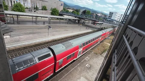 View of Freiburg Central Railway Station from a Bridge Stock Footage 339632886