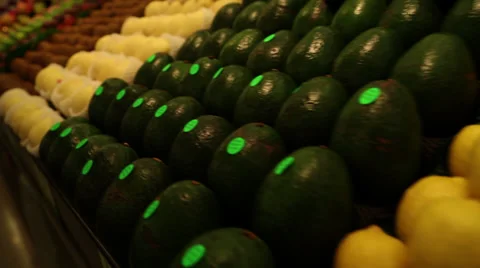 View of Fresh Fruit and Vegetables in Market Stock Video 動画素材 34364524