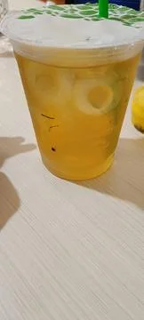 View of fresh lemon ice in plastic glaze Stock Photos
