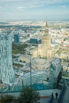 View from fresh observation point on Varso tower skyscraper in Warsaw, Pola.. Foto stock