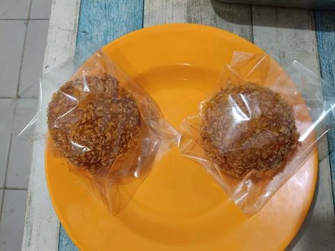 View of fried bread filled with minched meat Stock Photos
