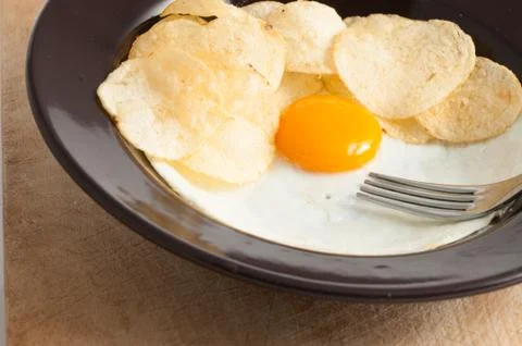 View of a fried egg Stock Photos