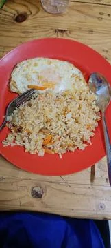 View of fried rice with egg Stock Photos