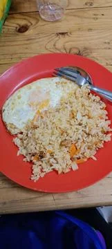 View of fried rice with egg Stock Photos