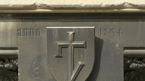 View of Friedrich von Schmidt relief portrait at Stephansdom, Vienna Stock Footage 59085077