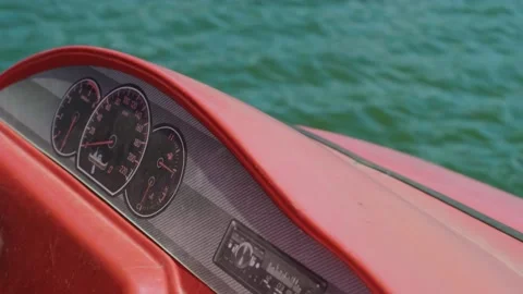 A view of the front of a catamaran, focusing on the steering wheel used for navi Stock Footage 279163868