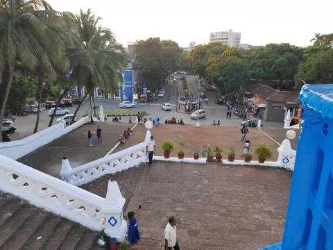 View of front Immaculate Conception Church in Panjim. panjim church. goa church. Stock Photos