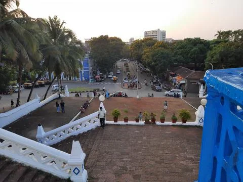View of front Immaculate Conception Church in Panjim. panjim church. goa church. Stock Photos