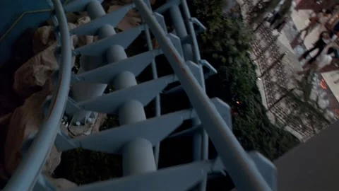 View from the front of a roller coaster at Lotte World theme park, Seoul, South Stock Footage 163173795