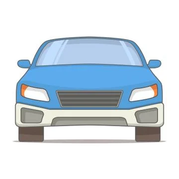 View in front of the sedan modern car windshield and headlights and a bumper, Stock Illustration