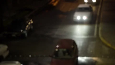 View from the front window of the car on the city at night Stock Footage 310335830