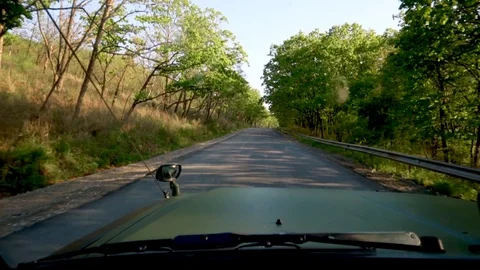 View from the front window of the car Vídeos de archivo 117596200