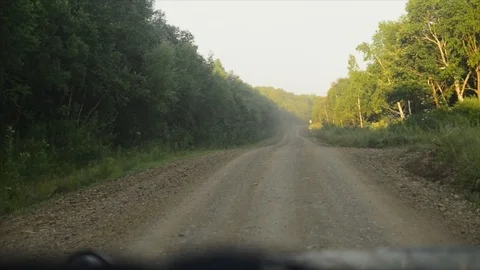 View from a front window of a cross over going across country through the forest 動画素材 89022411