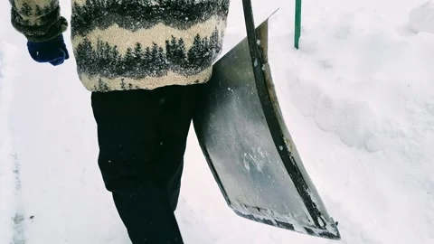 View of the front yard of the residential area snow removal Stock Footage 258841887
