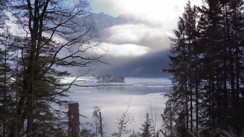View on frozen Eibsee during winter 4 Stock Footage 147503225