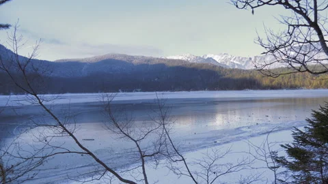 View on frozen Eibsee during winter 3 動画素材 147503232