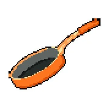 View frying pan pixel art vector illustration Stock Illustration