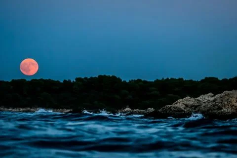 View of full moon Stock Photos
