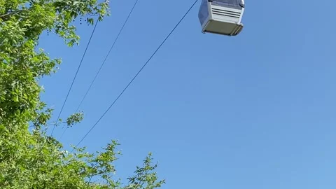 View of the funicular from below. cabins move towards each other Stock Footage 244480045
