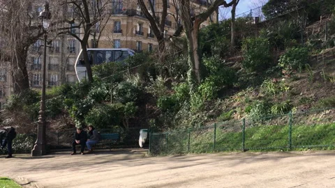 View of a funicular from a  path's parc Video stock 172060067