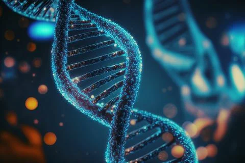 View future human DNA molecules under the microscope. Concept of the evolut.. Illustrazione stock