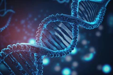 View future human DNA molecules under the microscope. Concept of the evolut.. Stock Illustration