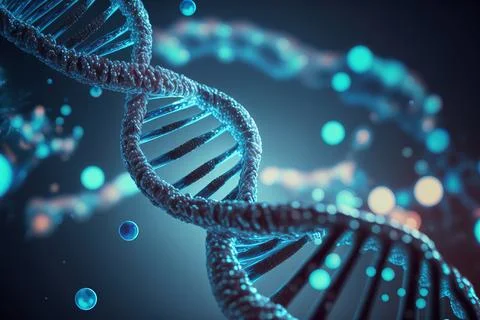 View future human DNA molecules under the microscope. Concept of the evolut.. Stock Illustration