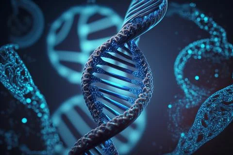 View future human DNA molecules under the microscope. Concept of the evolut.. Illustrazione stock