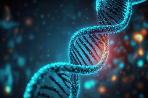 View future human DNA molecules under the microscope. Concept of the evolut.. Stock-Illustration