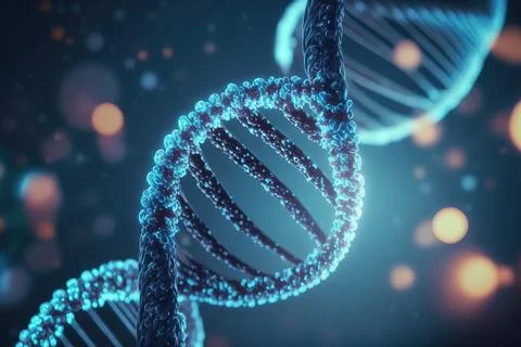 View future human DNA molecules under the microscope. Concept of the evolut.. Stock-Illustration