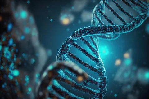 View future human DNA molecules under the microscope. Concept of the evolut.. Stock Illustration