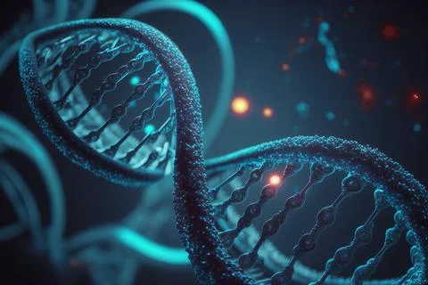 View future human DNA molecules under the microscope. Concept of the evolut.. Stock Illustration