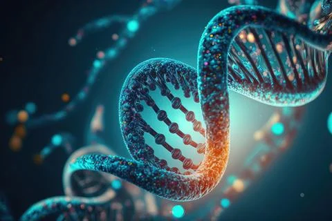 View future human DNA molecules under the microscope. Concept of the evolut.. Stock-Illustration