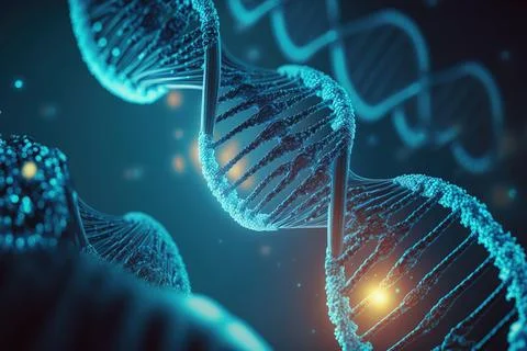 View future human DNA molecules under the microscope. Concept of the evolut.. Stock Illustration