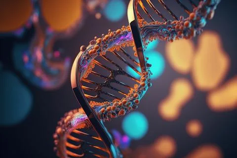View future human DNA molecules under the microscope. Concept of the evolut.. Stock-Illustration