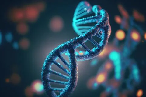 View future human DNA molecules under the microscope. Concept of the evolut.. Stock Illustration