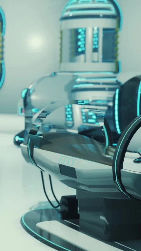 View of a futuristic laboratory interior with advanced technology and equipment Stock Footage 340283120