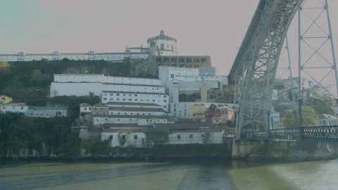 View of Gaia side with monastery and bridge Stock Footage 327688002