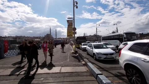 A view of Galata Bridge. Stock Footage 162137950
