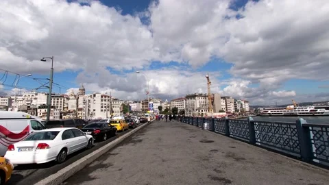 A view of Galata Bridge. Stock Footage 162138878