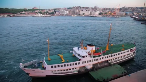 View of the Galata Bridge. Galata Bridge across the Golden Horn in Istanbul. Stock Footage 308319662