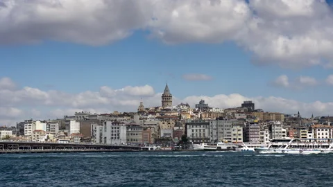 View Of Galata Tower Time Lapse In Istanbul Stock Footage 150769968
